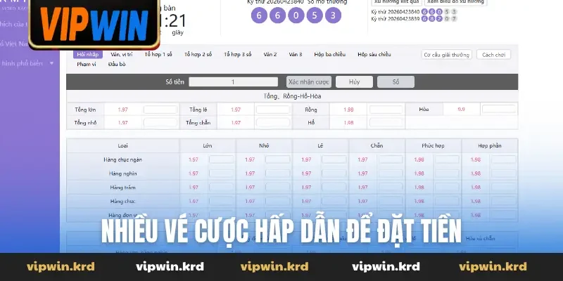 Nhiều vé cược hấp dẫn để đặt tiền
